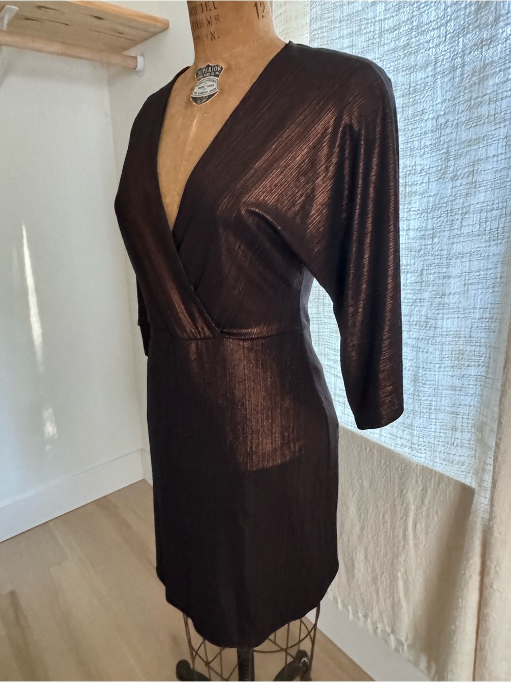 BCBGeneration Black Metallic Ribbed Dress